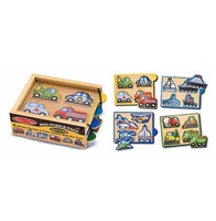 Obrázek Melissa & Doug Dřevěné mini puzzle v krabičce dopravní prostředky